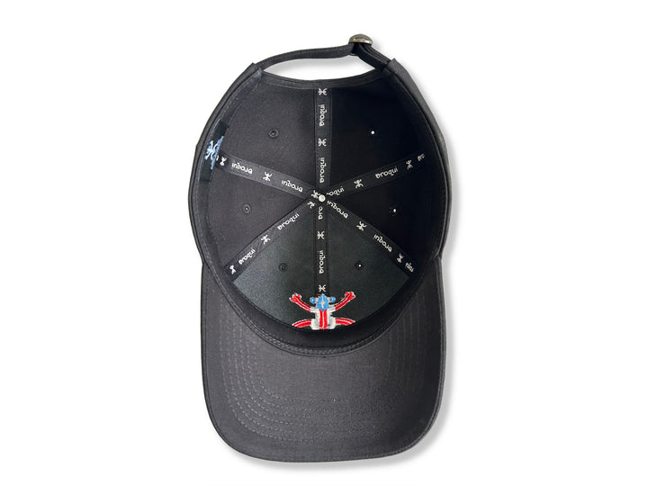 Stylish Black Broqui hat featuring the iconic Coquí symbol in Puerto Rico colors, inspired by Puerto Rican heritage.