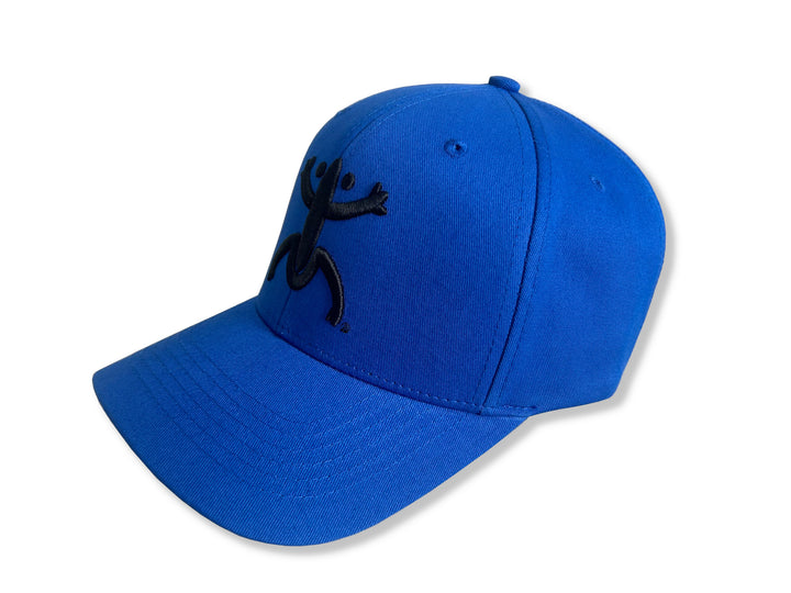 Stylish Blue Broqui hat featuring the iconic Coquí symbol in Black, inspired by Puerto Rican heritage.