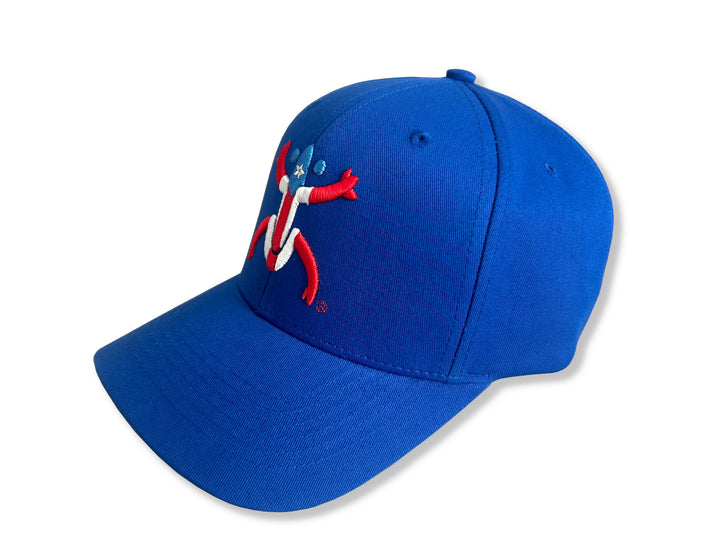 Stylish Blue Broqui hat featuring the iconic Coquí symbol in Puerto Rico colors, inspired by Puerto Rican heritage.