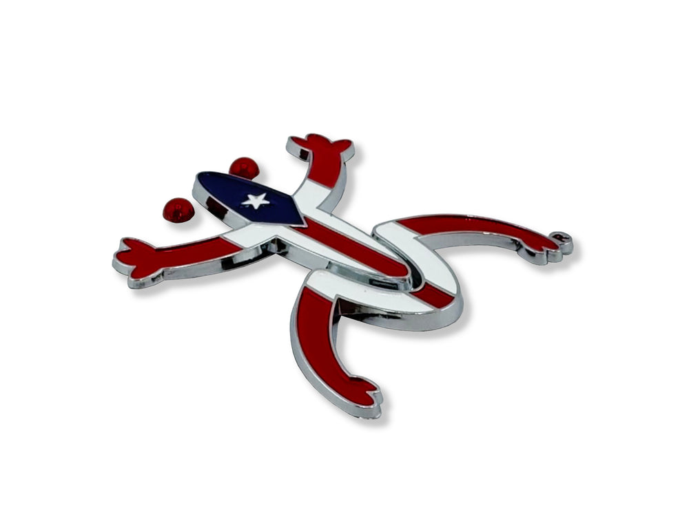 Unique Puerto Rico Broqui emblem showcasing the iconic Coquí symbol, representing Puerto Rican culture.