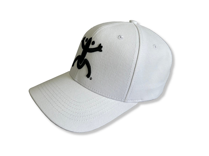 Stylish White Broqui hat featuring the iconic Coquí symbol in Black, inspired by Puerto Rican heritage.