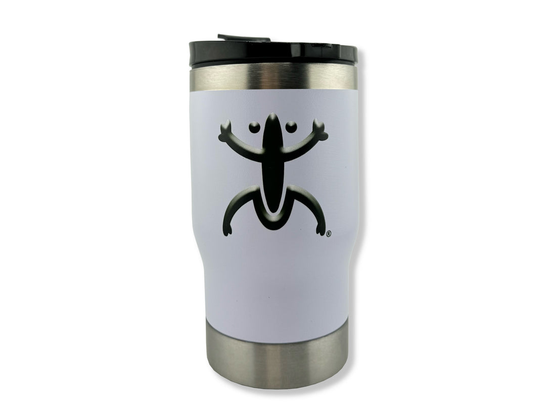 Premium Broqui tumbler featuring double-wall insulation and the iconic Coquí symbol, inspired by Puerto Rican culture.