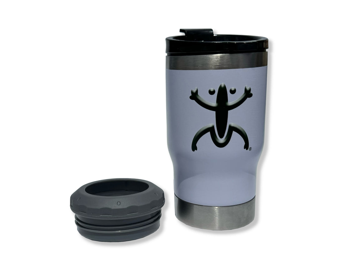 Premium Broqui tumbler featuring double-wall insulation and the iconic Coquí symbol, inspired by Puerto Rican culture.